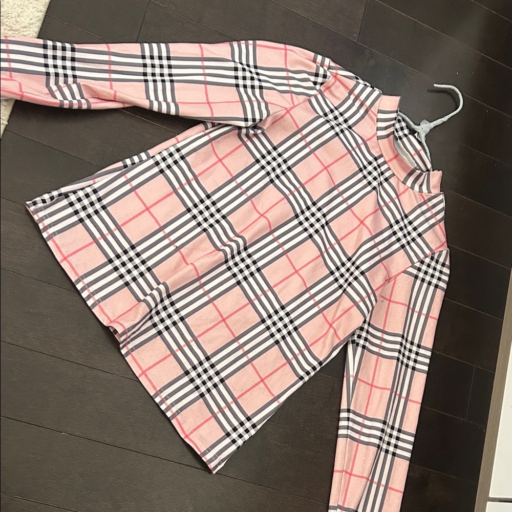 Plaid Mock Neck - Pink and Black